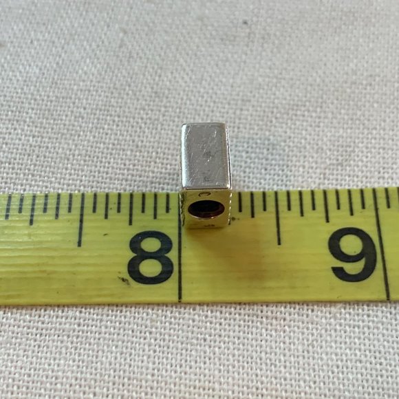 Solid Sterling Silver Stamped 925 American Flag Square Slide Charm - Picture 10 of 12